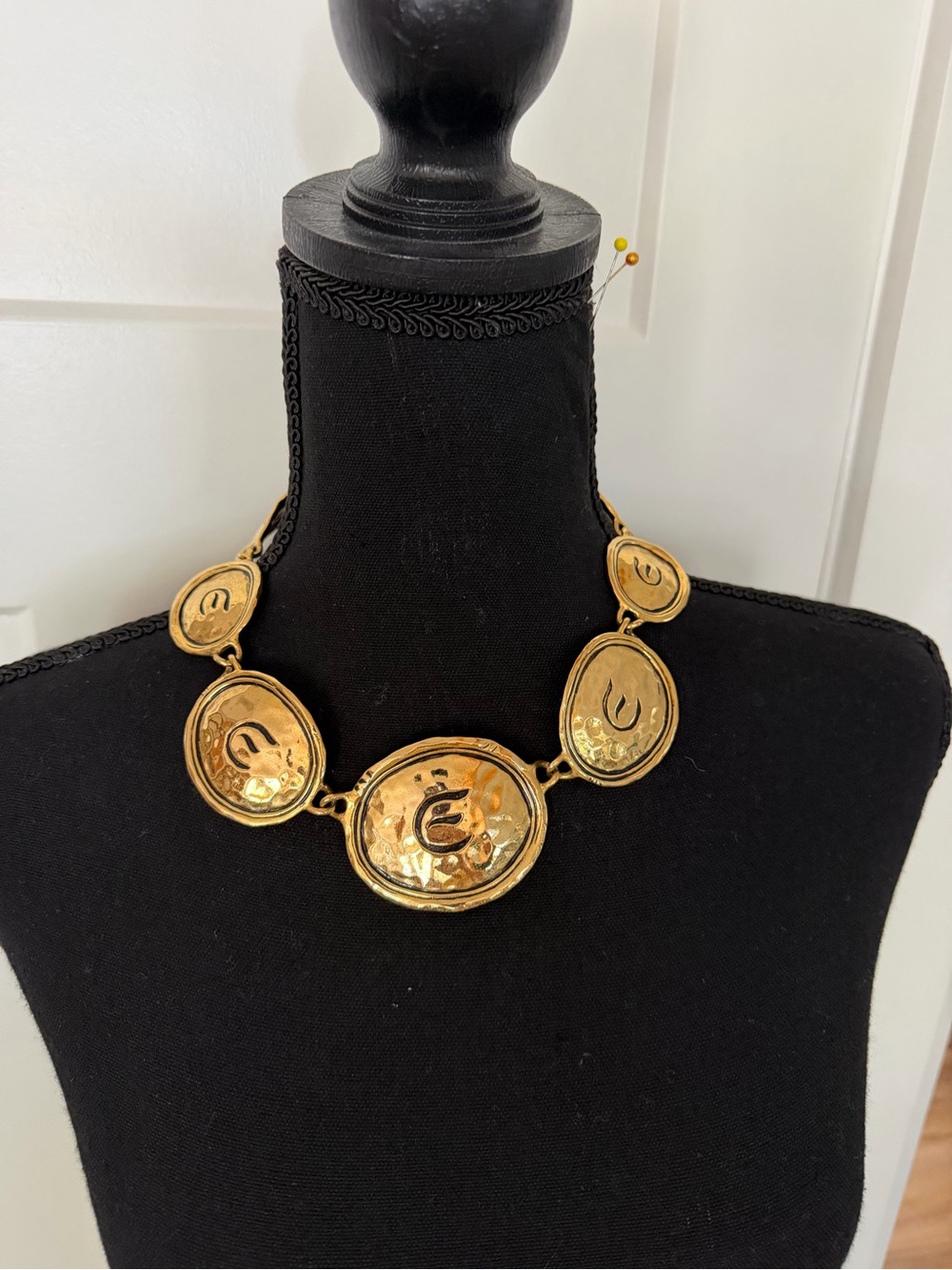 Gold-Tone Circular Medallion Collar Necklace